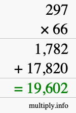 How to calculate 297 times 66 using long multiplication