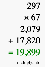 How to calculate 297 times 67 using long multiplication