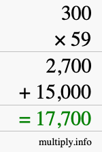 How to calculate 300 times 59 using long multiplication