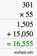 How to calculate 301 times 55 using long multiplication How to calculate 301 times 55 using long multiplication