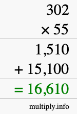 How to calculate 302 times 55 using long multiplication How to calculate 302 times 55 using long multiplication