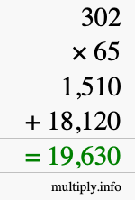 How to calculate 302 times 65 using long multiplication How to calculate 302 times 65 using long multiplication
