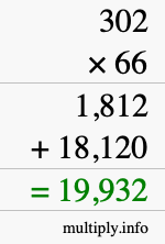 How to calculate 302 times 66 using long multiplication