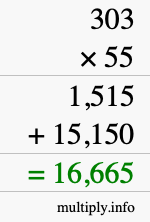 How to calculate 303 times 55 using long multiplication How to calculate 303 times 55 using long multiplication