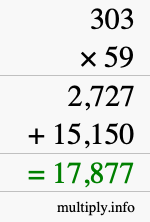 How to calculate 303 times 59 using long multiplication