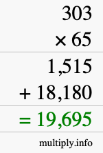 How to calculate 303 times 65 using long multiplication How to calculate 303 times 65 using long multiplication