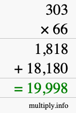 How to calculate 303 times 66 using long multiplication
