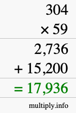 How to calculate 304 times 59 using long multiplication