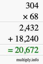 How to calculate 304 times 68 using long multiplication How to calculate 304 times 68 using long multiplication
