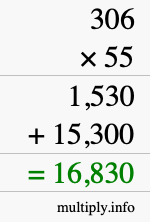 How to calculate 306 times 55 using long multiplication How to calculate 306 times 55 using long multiplication