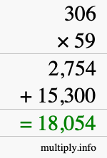 How to calculate 306 times 59 using long multiplication