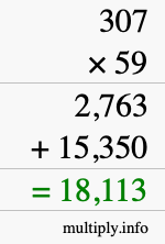 How to calculate 307 times 59 using long multiplication
