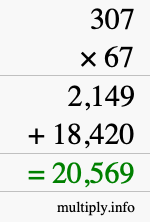 How to calculate 307 times 67 using long multiplication How to calculate 307 times 67 using long multiplication