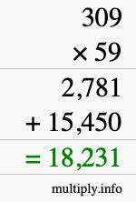 How to calculate 309 times 59 using long multiplication