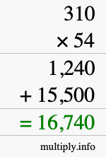 How to calculate 310 times 54 using long multiplication How to calculate 310 times 54 using long multiplication