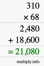 How to calculate 310 times 68 using long multiplication How to calculate 310 times 68 using long multiplication