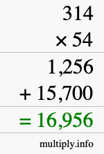 How to calculate 314 times 54 using long multiplication How to calculate 314 times 54 using long multiplication