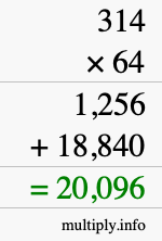 How to calculate 314 times 64 using long multiplication How to calculate 314 times 64 using long multiplication