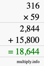 How to calculate 316 times 59 using long multiplication