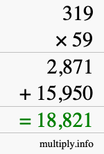 How to calculate 319 times 59 using long multiplication