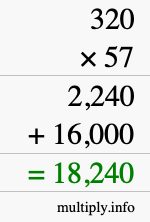 How to calculate 320 times 57 using long multiplication