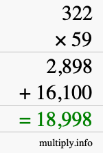 How to calculate 322 times 59 using long multiplication