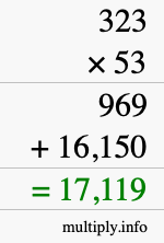 How to calculate 323 times 53 using long multiplication
