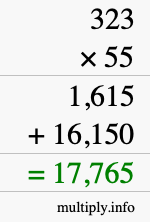 How to calculate 323 times 55 using long multiplication How to calculate 323 times 55 using long multiplication