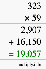 How to calculate 323 times 59 using long multiplication