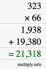 How to calculate 323 times 66 using long multiplication