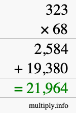 How to calculate 323 times 68 using long multiplication
