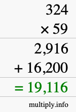 How to calculate 324 times 59 using long multiplication