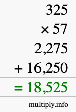 How to calculate 325 times 57 using long multiplication How to calculate 325 times 57 using long multiplication