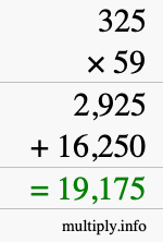 How to calculate 325 times 59 using long multiplication