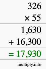 How to calculate 326 times 55 using long multiplication How to calculate 326 times 55 using long multiplication