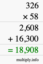 How to calculate 326 times 58 using long multiplication