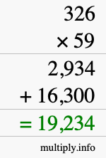 How to calculate 326 times 59 using long multiplication