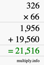 How to calculate 326 times 66 using long multiplication