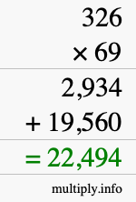 How to calculate 326 times 69 using long multiplication