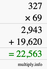 How to calculate 327 times 69 using long multiplication