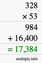 How to calculate 328 times 53 using long multiplication