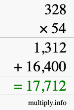 How to calculate 328 times 54 using long multiplication How to calculate 328 times 54 using long multiplication