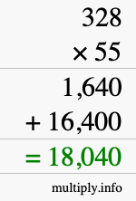 How to calculate 328 times 55 using long multiplication How to calculate 328 times 55 using long multiplication