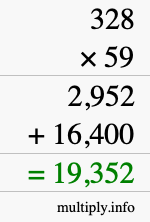 How to calculate 328 times 59 using long multiplication