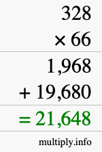 How to calculate 328 times 66 using long multiplication