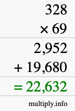 How to calculate 328 times 69 using long multiplication