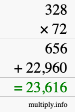 How to calculate 328 times 72 using long multiplication How to calculate 328 times 72 using long multiplication