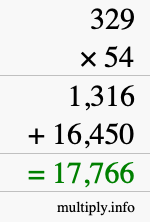 How to calculate 329 times 54 using long multiplication How to calculate 329 times 54 using long multiplication