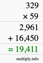 How to calculate 329 times 59 using long multiplication