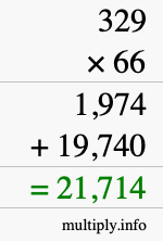 How to calculate 329 times 66 using long multiplication